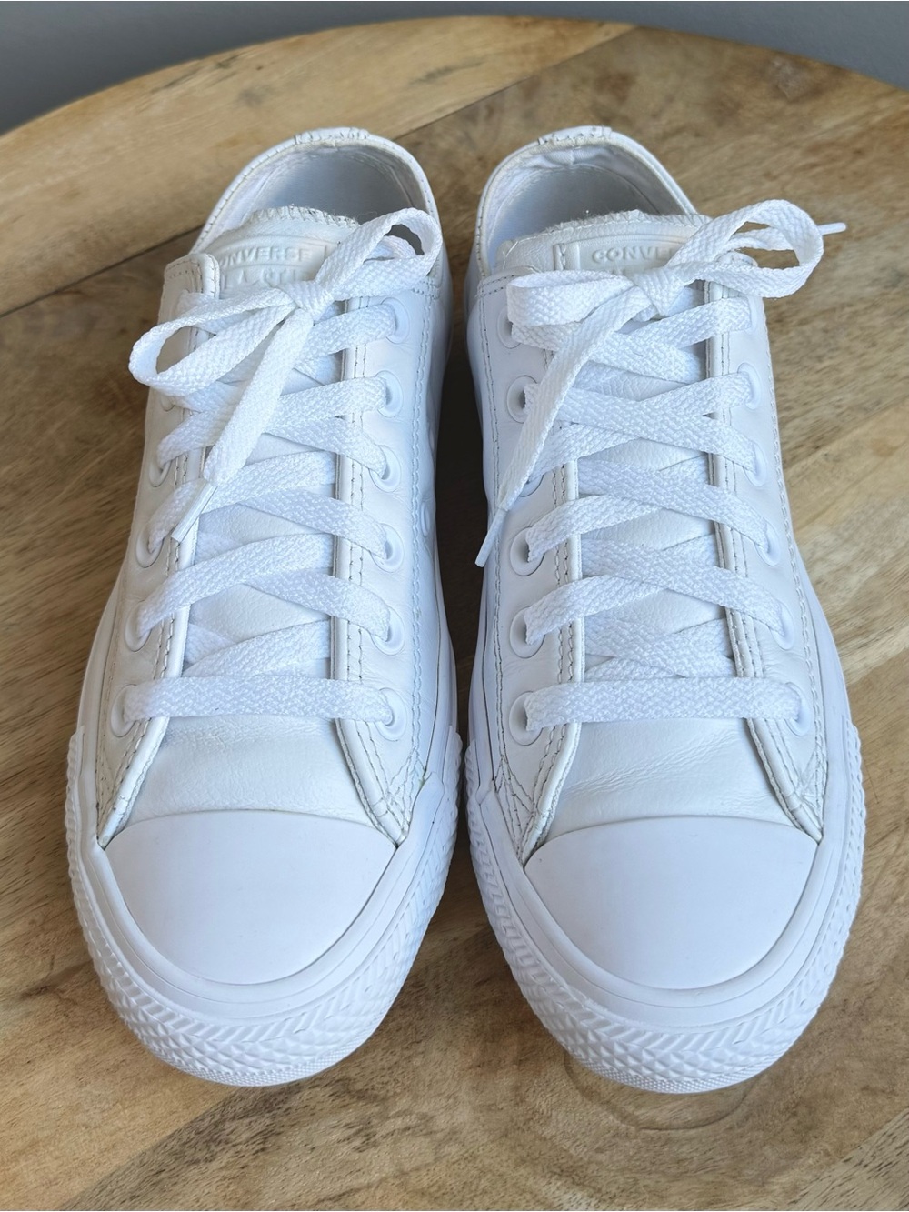 Converse Chuck Taylor All Star Oxford White Leather Monochrome Women’s Sz 6.5 - Picture 3 of 10